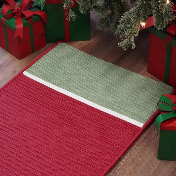 Colonial Mills Happy Elf Stripe Doormat Red Lace 20"x30" New $135 Made in U.S. - Picture 3 of 4